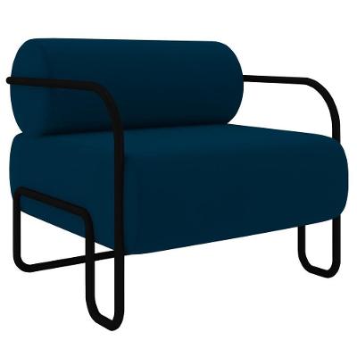 Poltrona Decorativa Kira Z08 Para Sala Industrial Veludo Azul Mpozenato