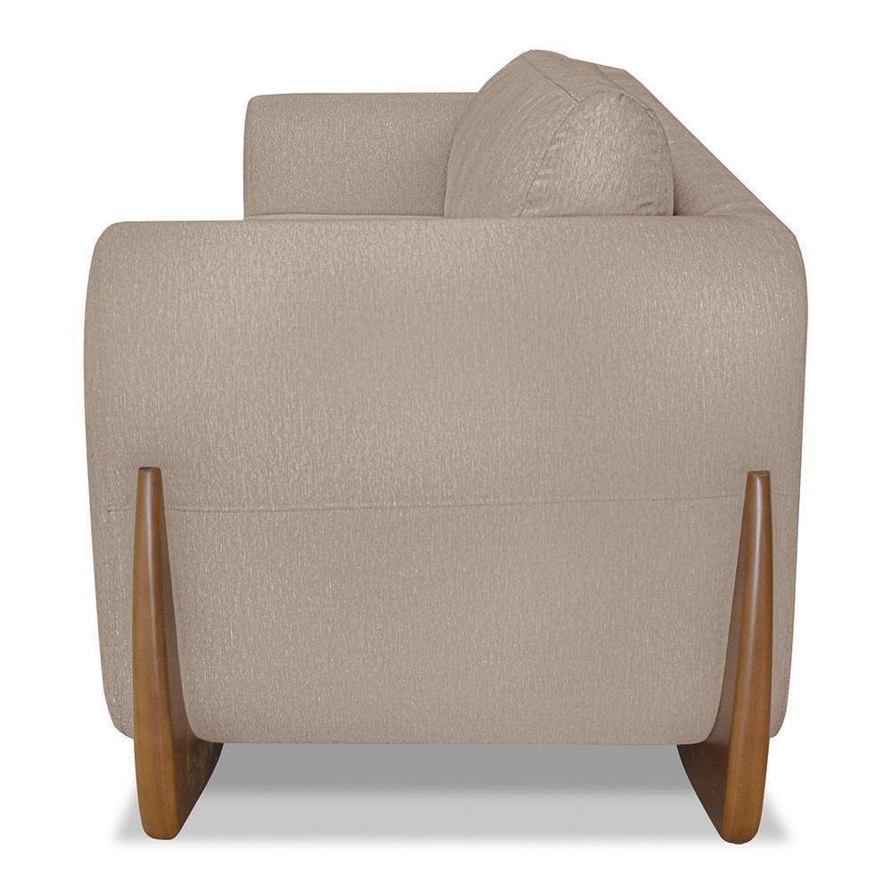 Poltrona Para Sala Base De Madeira Izzy S06 Linho Areia - Mpozenato - 7