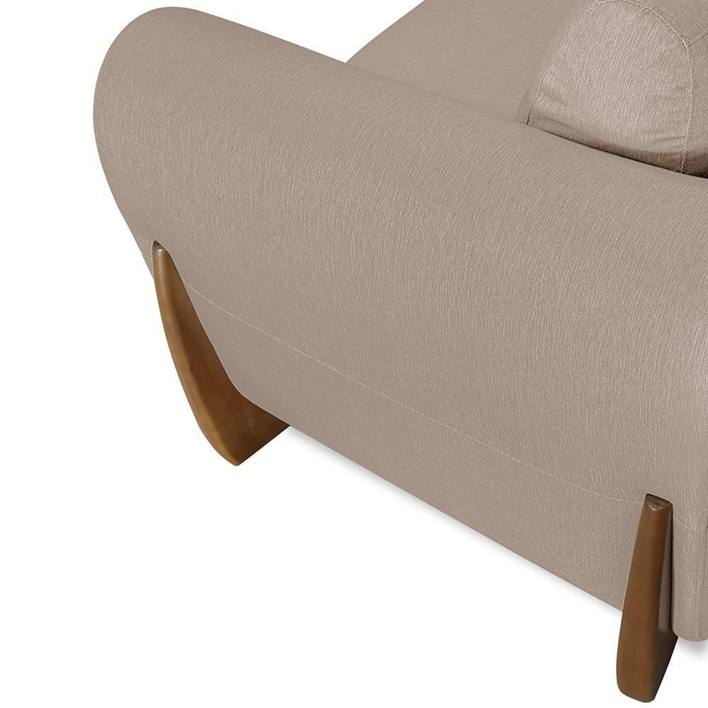 Poltrona Para Sala Base De Madeira Izzy S06 Linho Areia - Mpozenato - 9