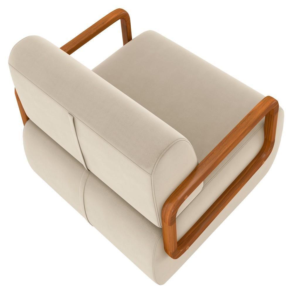 Poltrona Decorativa Orgânica Para Sala Kit 2 Belarus Z08 Veludo Bege - Mpozenato - 7