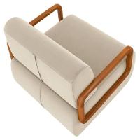 Poltrona Decorativa Orgânica Para Sala Kit 2 Belarus Z08 Veludo Bege - Mpozenato - 7