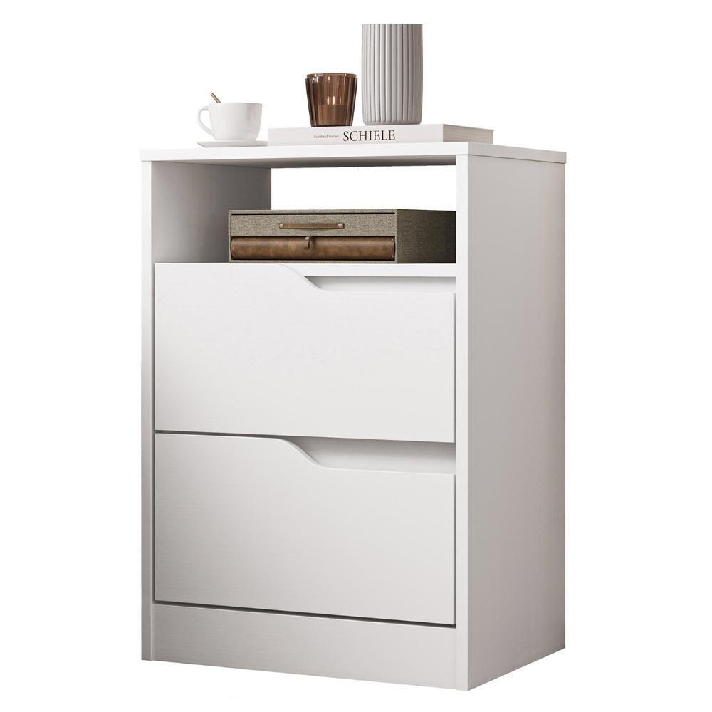 Mesa De Cabeceira Com Gavetas Kit 2 Sole Flex Branco/freijó - Albatroz - 3