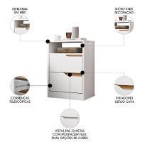 Mesa De Cabeceira Com Gavetas Kit 2 Sole Flex Branco/freijó - Albatroz - 7