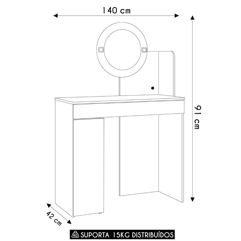 Penteadeira Camarim Escrivaninha Com Led Sulla A02 Off/cinamomo - Mpozenato - 4