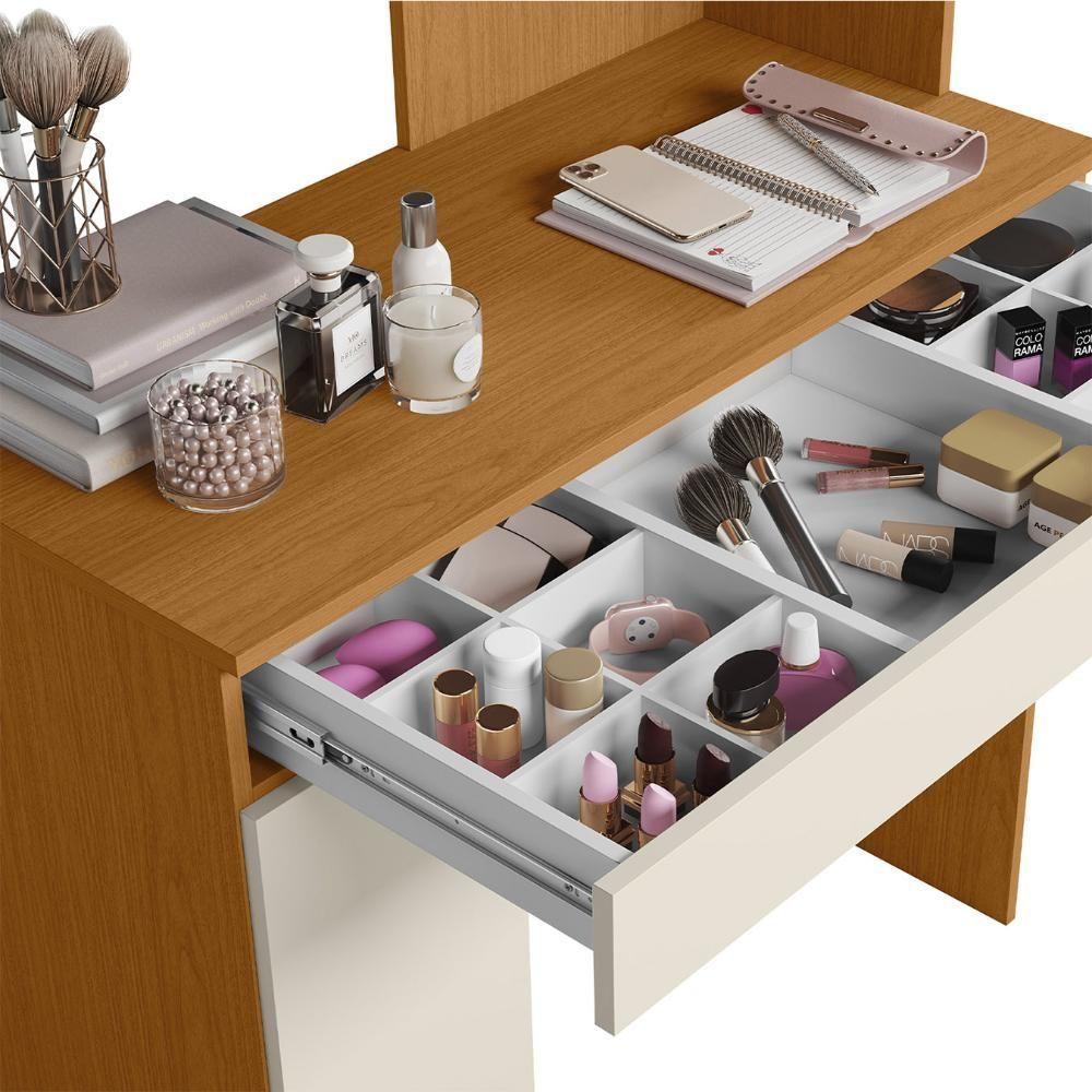 Penteadeira Camarim Escrivaninha Com Led Sulla A02 Off/cinamomo - Mpozenato - 6