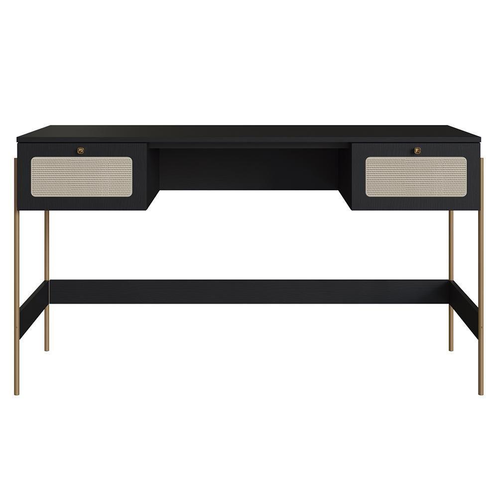 Mesa Escrivaninha Home Office Pé Metal Arlo A10 Nero/dourado - Mpozenato - 6