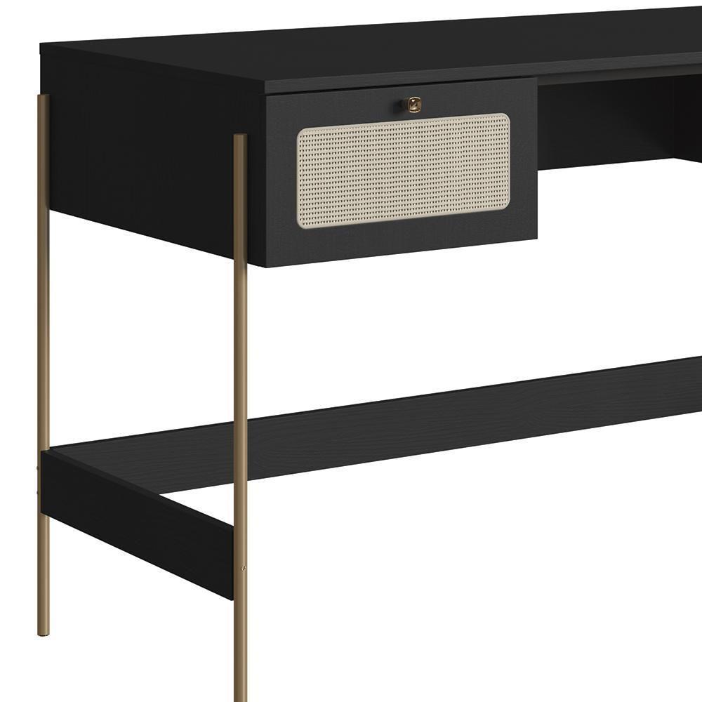 Mesa Escrivaninha Home Office Pé Metal Arlo A10 Nero/dourado - Mpozenato - 7