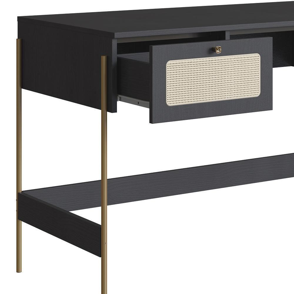 Mesa Escrivaninha Home Office Pé Metal Arlo A10 Nero/dourado - Mpozenato - 8