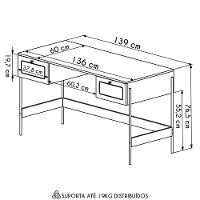 Mesa Escrivaninha Home Office Pé Metal Arlo A10 Nero/dourado - Mpozenato