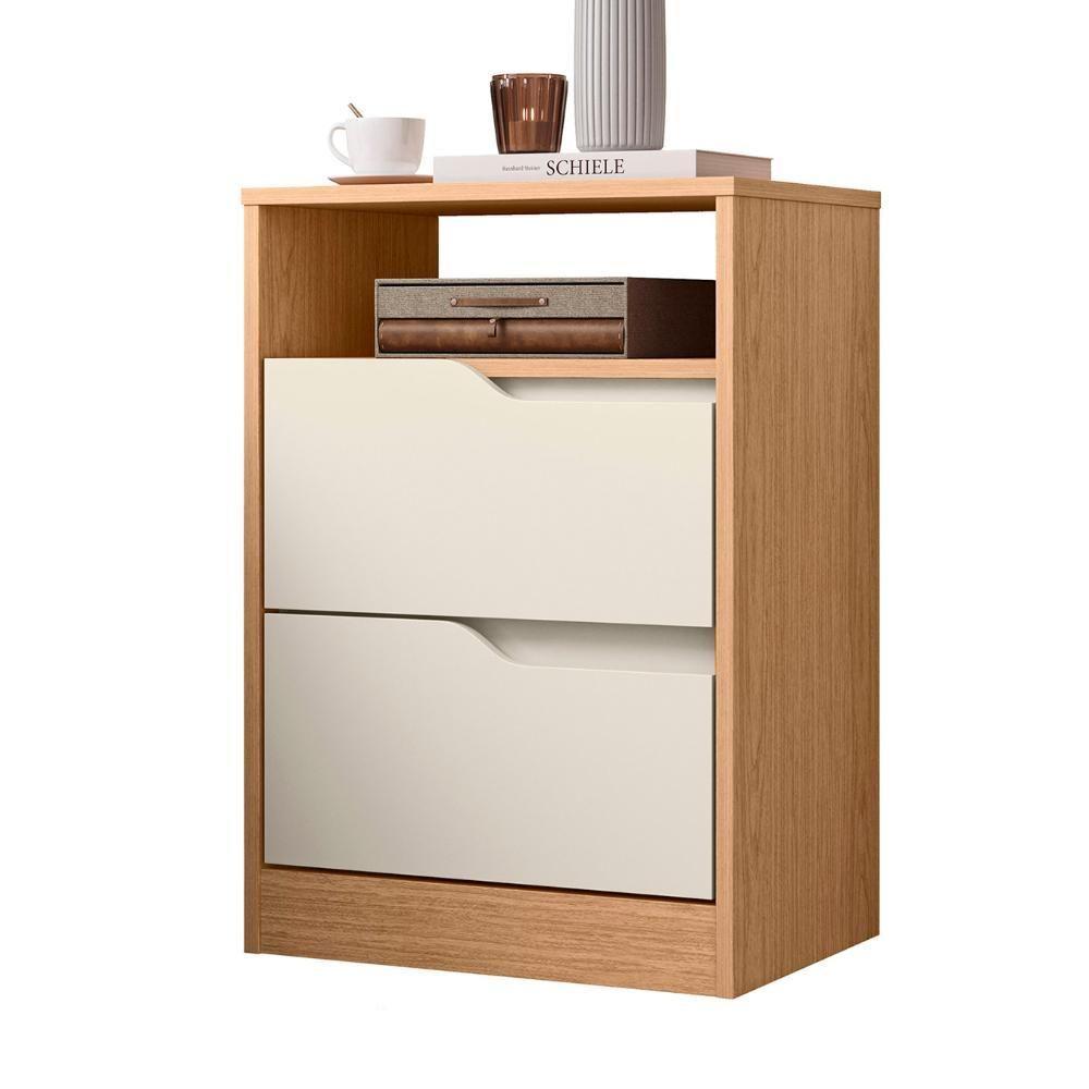 Mesa De Cabeceira Com Gavetas Kit 2 Sole Flex Freijó/off White - Albatroz - 8