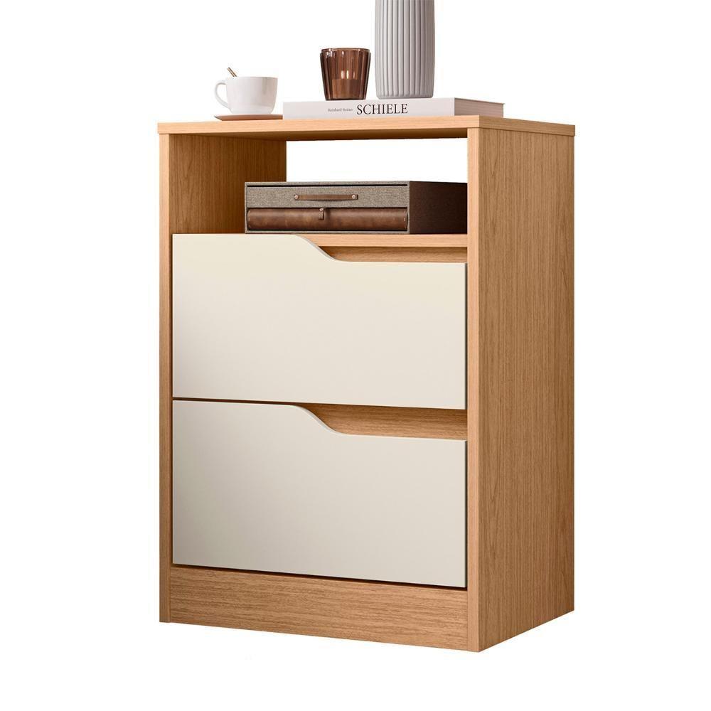 Mesa De Cabeceira Com Gavetas Kit 2 Sole Flex Freijó/off White - Albatroz - 9