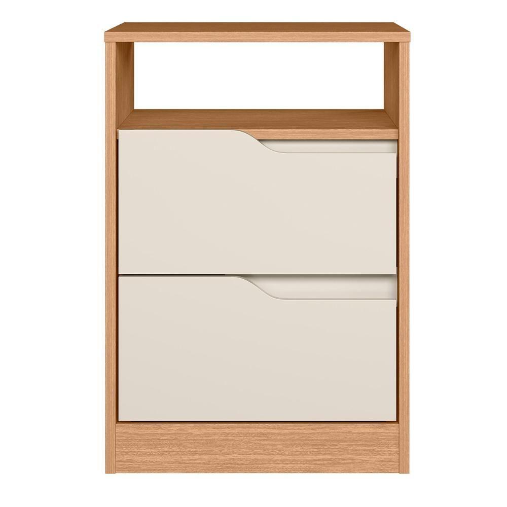 Mesa De Cabeceira Com Gavetas Kit 2 Sole Flex Freijó/off White - Albatroz - 10