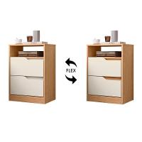 Mesa De Cabeceira Com Gavetas Kit 2 Sole Flex Freijó/off White - Albatroz - 5