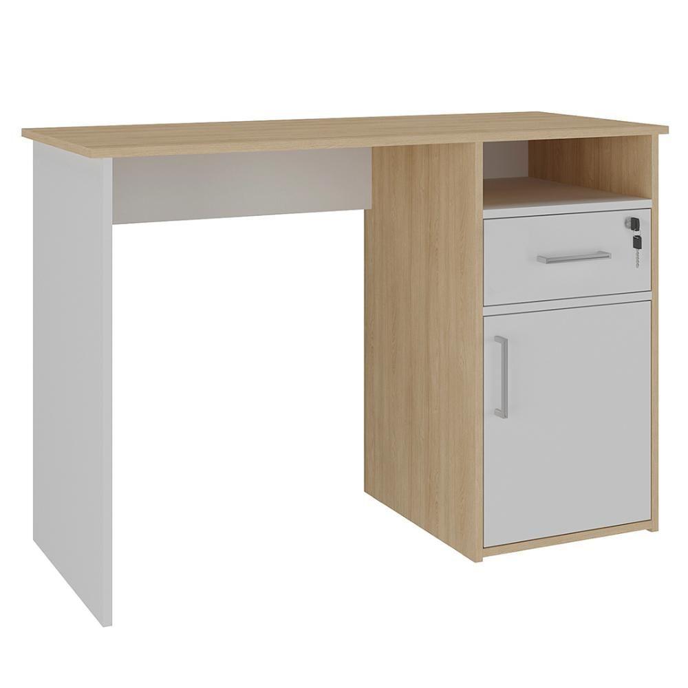 Mesa Escrivaninha Home Office 110cm Ally A06 Carvalho/branco - Mpozenato - 1
