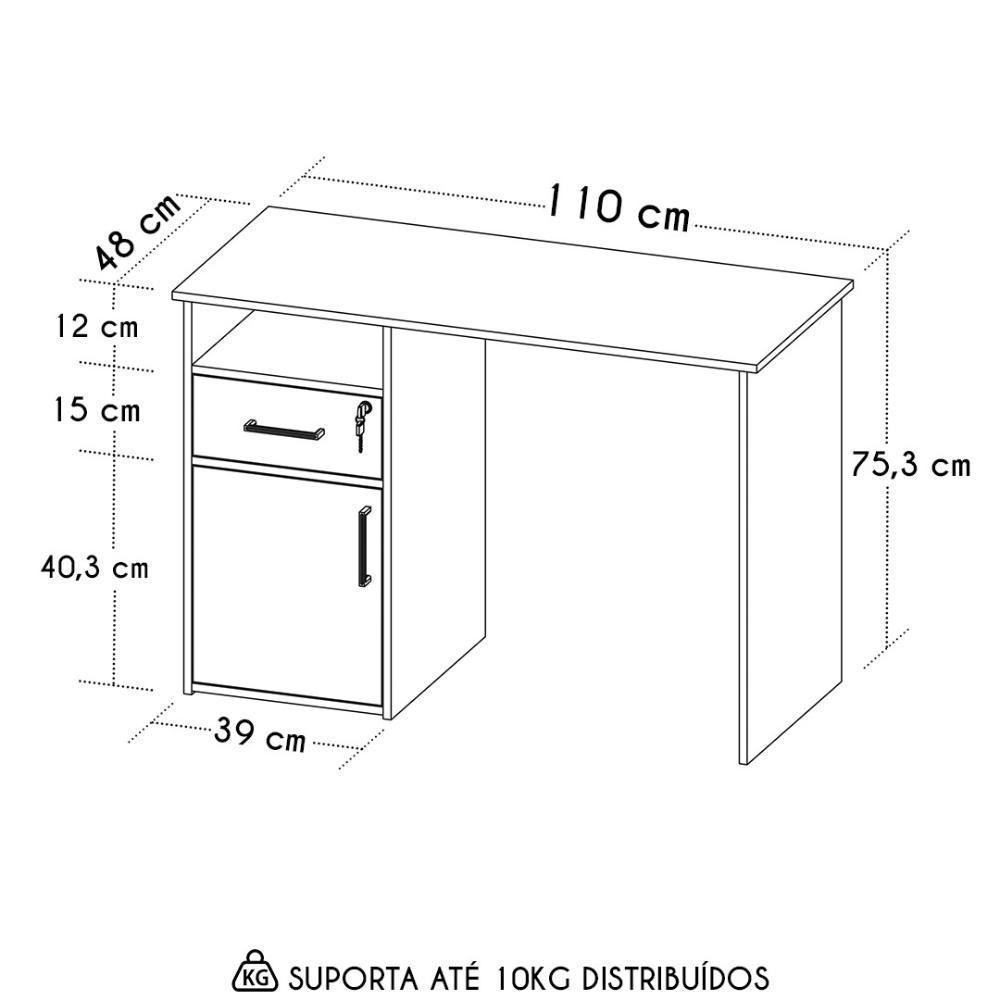 Mesa Escrivaninha Home Office 110cm Ally A06 Carvalho/branco - Mpozenato - 4
