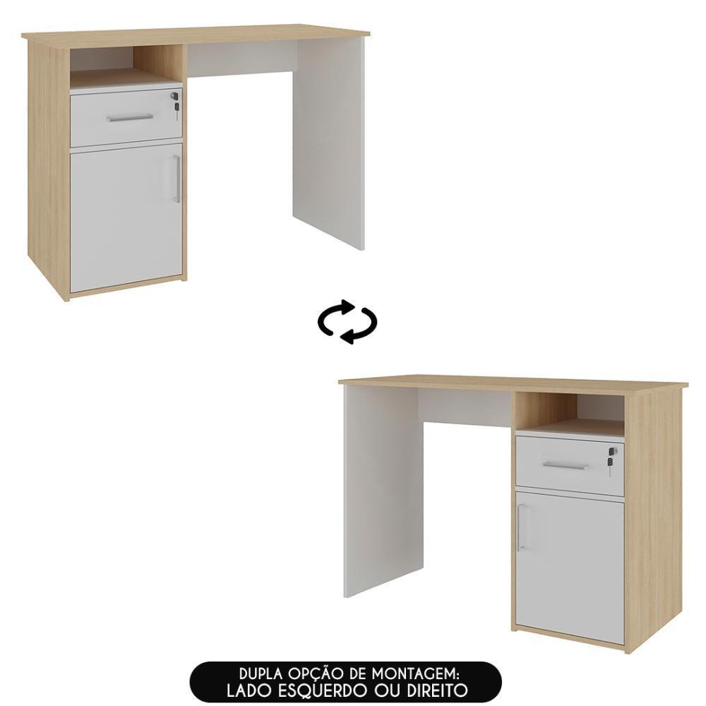 Mesa Escrivaninha Home Office 110cm Ally A06 Carvalho/branco - Mpozenato - 5