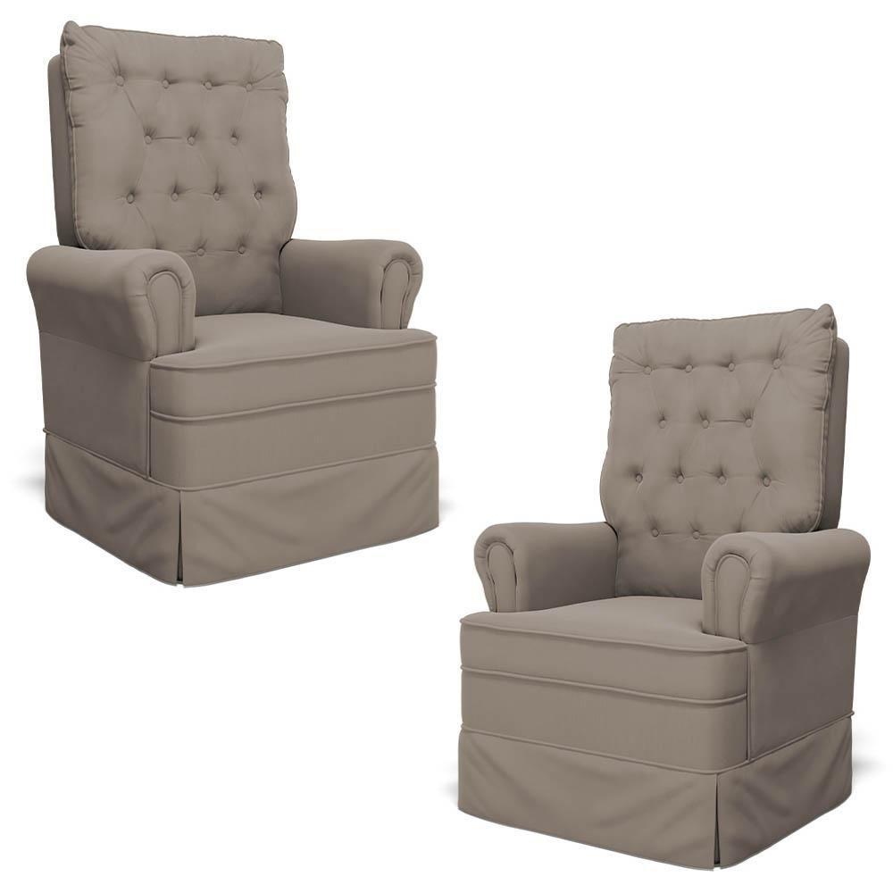 Kit 02 Poltronas De Amamentação E Descanso Com Balanço Laís G05 Veludo Areia - Mpozenato - 1