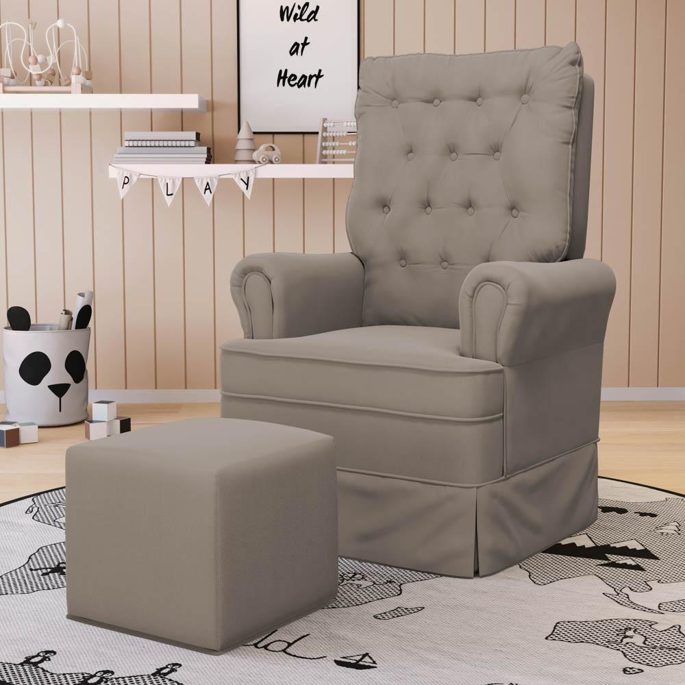 Kit 02 Poltronas De Amamentação E Descanso Com Balanço Laís G05 Veludo Areia - Mpozenato - 2