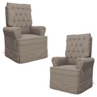 Kit 02 Poltronas De Amamentação E Descanso Com Balanço Laís G05 Veludo Areia - Mpozenato - 1