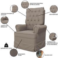 Kit 02 Poltronas De Amamentação E Descanso Com Balanço Laís G05 Veludo Areia - Mpozenato - 3
