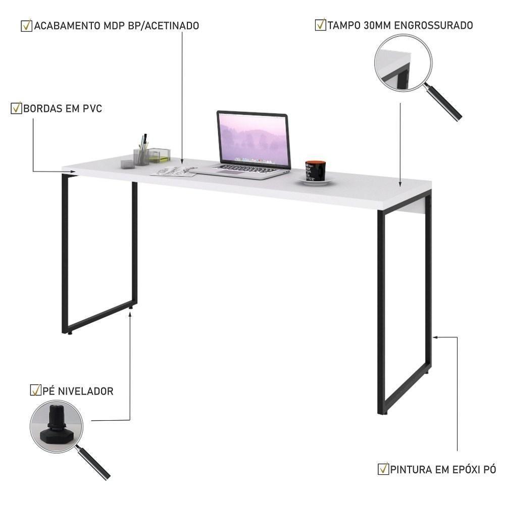 Mesa De Escritório Escrivaninha 150cm Dynamica Industrial C08 Branco Chess - Mpozenato - 3