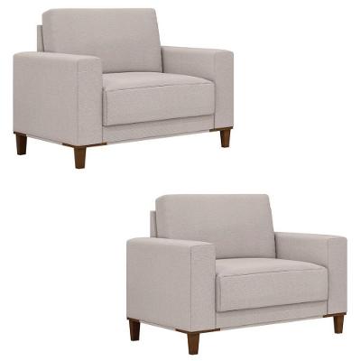 Kit 2 Poltronas Decorativas Zaire M22 Sala De Estar Linho Bege Mpozenato