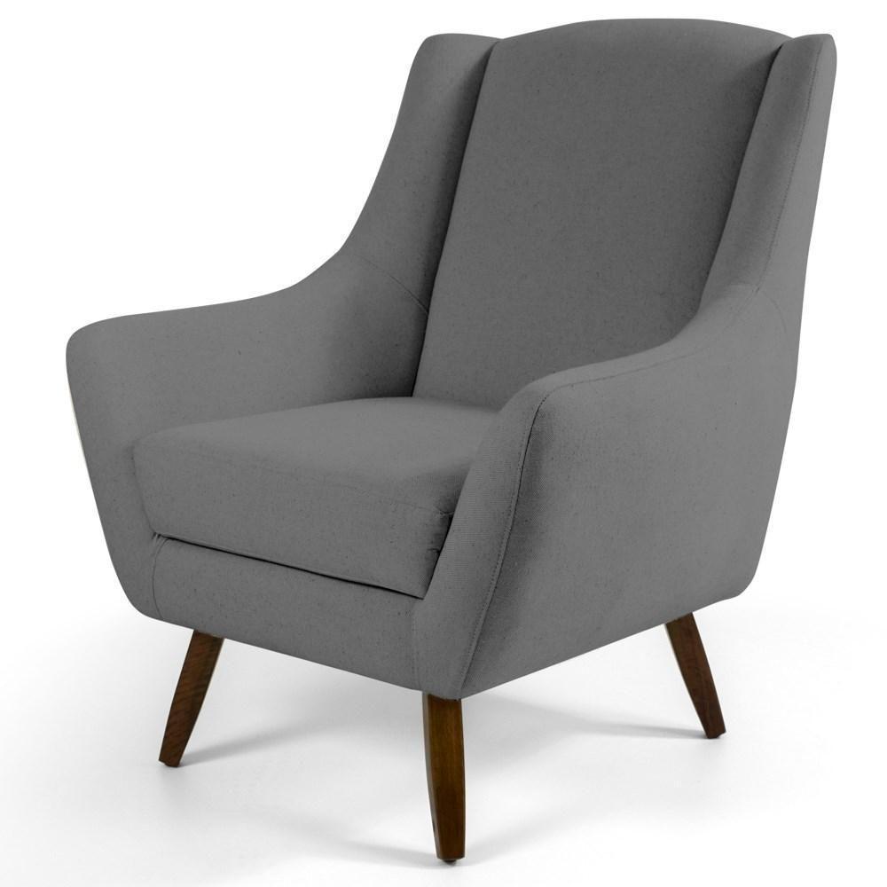 Kit 2 Poltronas Decorativas Pés Palito Madeira Juliet Veludo C-317 Cinza - Domi - 2