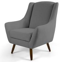 Kit 2 Poltronas Decorativas Pés Palito Madeira Juliet Veludo C-317 Cinza - Domi - 2