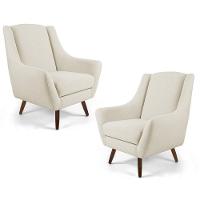 Kit 2 Poltronas Decorativas Pés Palito Madeira Juliet Veludo C-309 Bege - Domi - 1