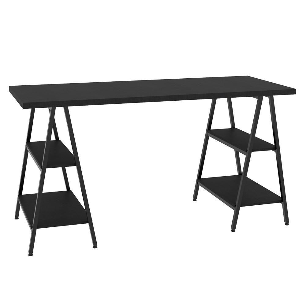 Mesa Escrivaninha Cavalete 150cm Estilo Industrial Prisma C08 Preto ônix/preto - Mpozenato - 5