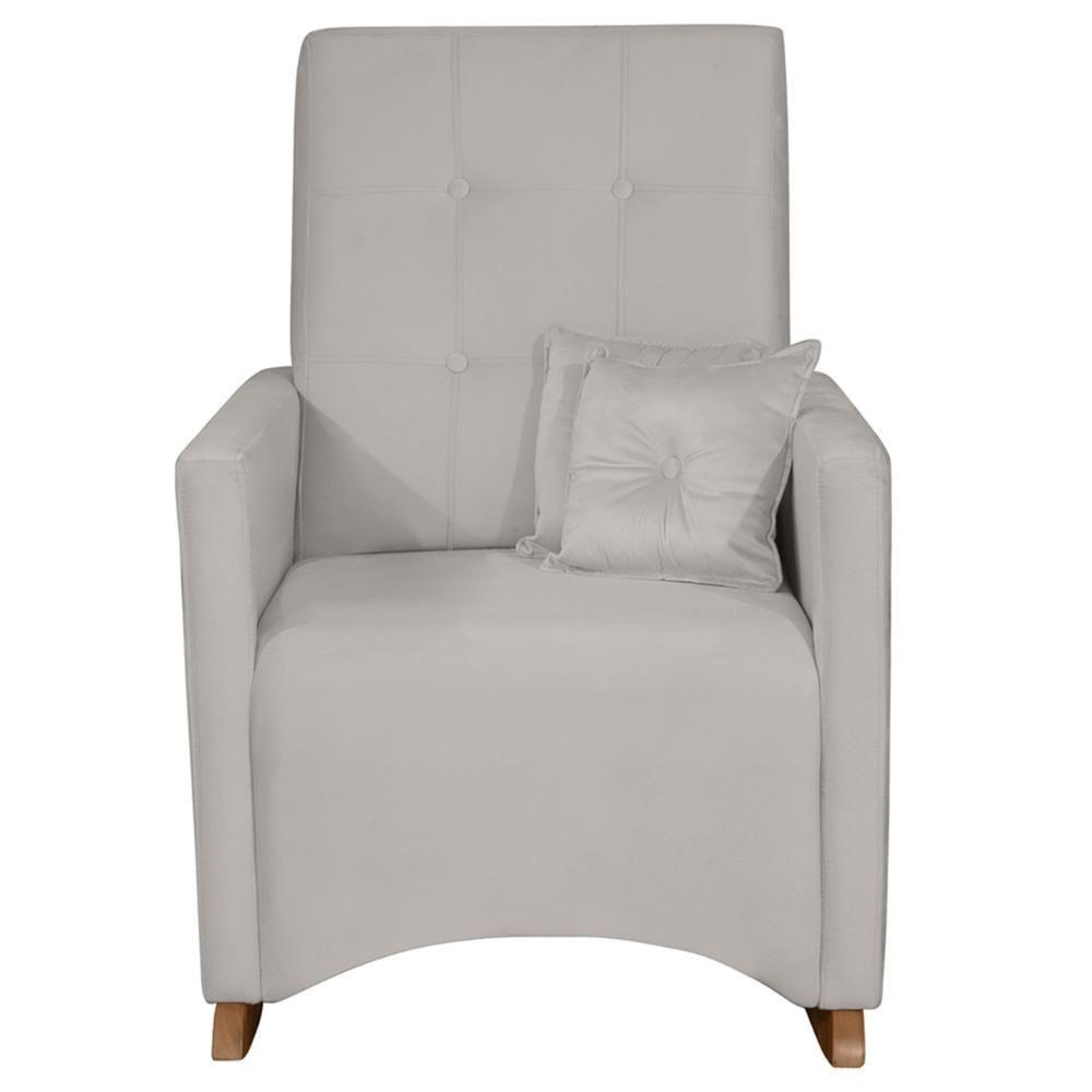 Poltrona Amamentação Base Balanço E Puff Lola Veludo Cinza F03 - Mpozenato - 5