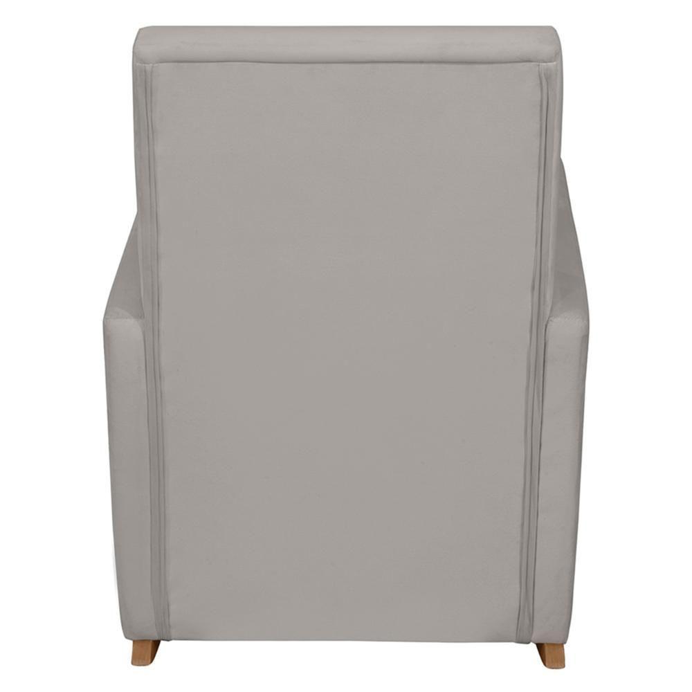 Poltrona Amamentação Base Balanço E Puff Lola Veludo Cinza F03 - Mpozenato - 6