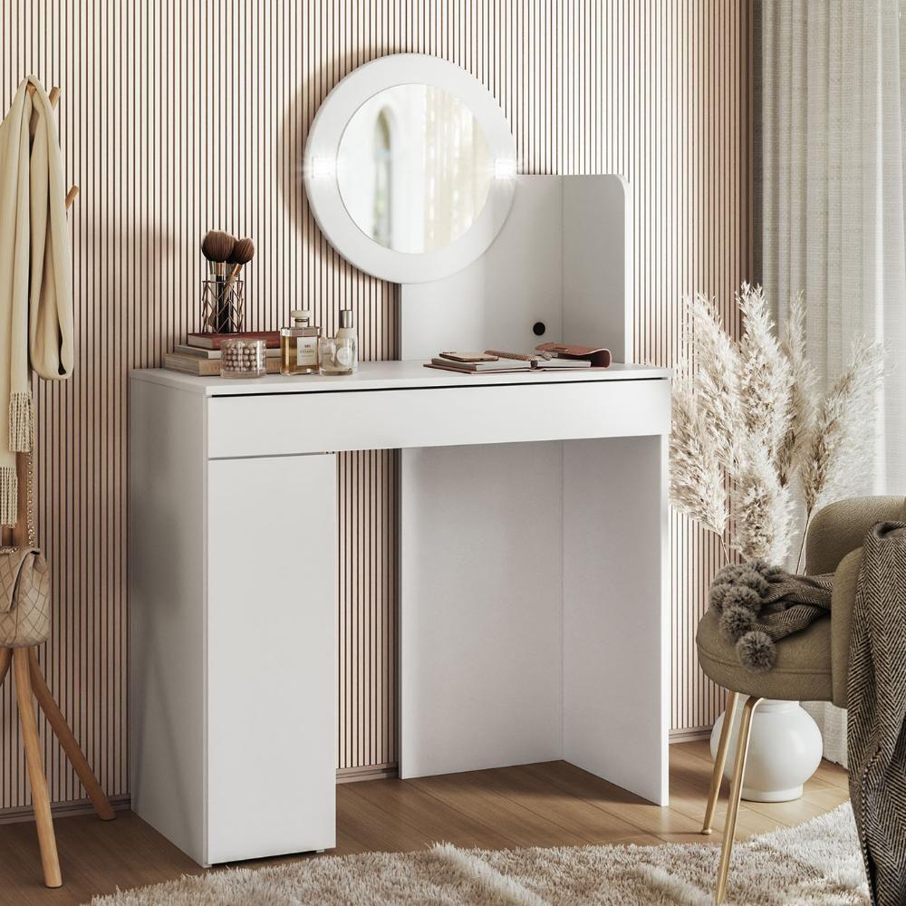 Penteadeira Camarim Escrivaninha Com Led Sulla A02 Branco - Mpozenato - 2