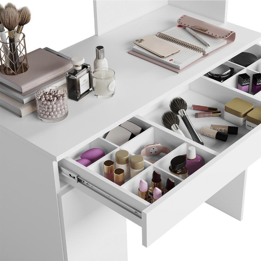 Penteadeira Camarim Escrivaninha Com Led Sulla A02 Branco - Mpozenato - 6