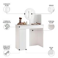 Penteadeira Camarim Escrivaninha Com Led Sulla A02 Branco - Mpozenato - 3