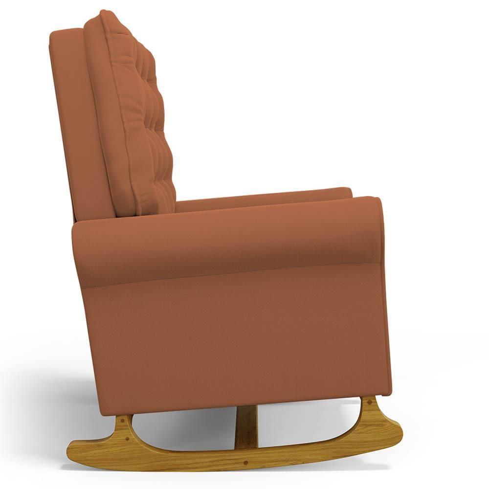 Kit 02 Poltronas De Amamentação Base Madeira Balanço Brenda G05 Veludo Terracota - Mpozenato - 5