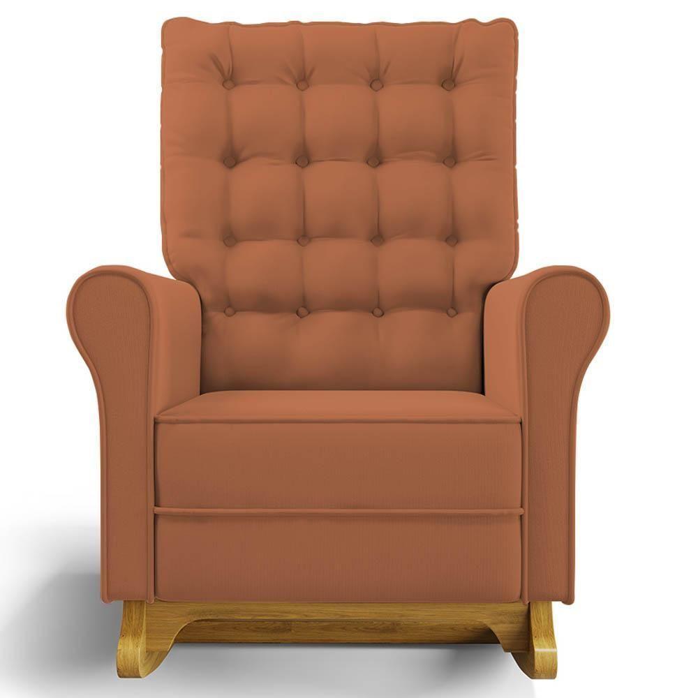 Kit 02 Poltronas De Amamentação Base Madeira Balanço Brenda G05 Veludo Terracota - Mpozenato - 7