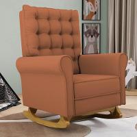 Kit 02 Poltronas De Amamentação Base Madeira Balanço Brenda G05 Veludo Terracota - Mpozenato - 2