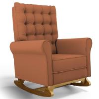 Kit 02 Poltronas De Amamentação Base Madeira Balanço Brenda G05 Veludo Terracota - Mpozenato - 8