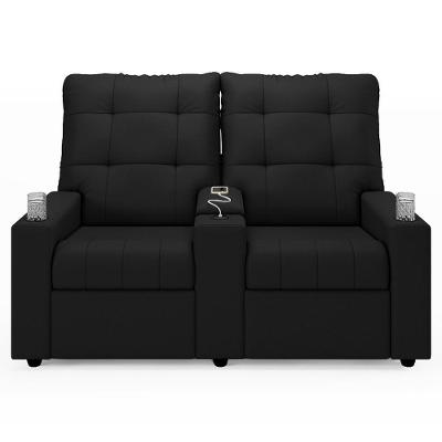 Poltrona De Cinema Reclinável 2 Lugares Baú Usb Mallie Fh9 Pu Preto - Mpozenato