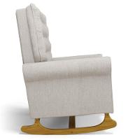 Poltrona De Amamentação Balanço E Puff Base De Madeira Brenda G05 Linho Bege - Mpozenato - 5
