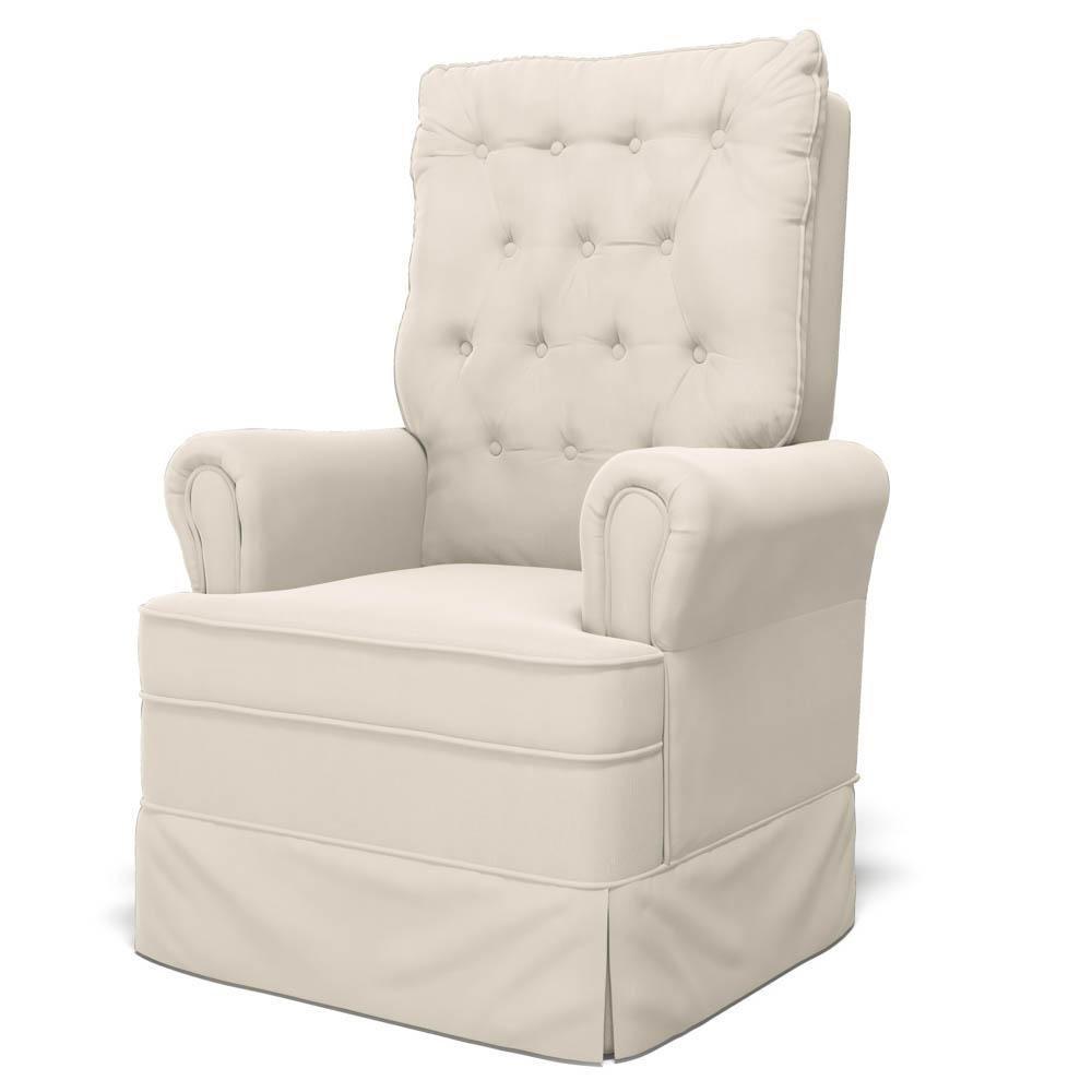 Poltrona De Amamentação E Descanso Com Balanço E Puff Laís G05 Veludo Creme - Mpozenato - 8