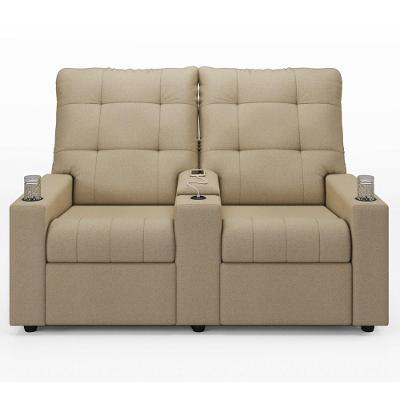 Poltrona De Cinema Reclinável 2 Lugares Baú Usb Mallie Fh9 Linho Bege - Mpozenato