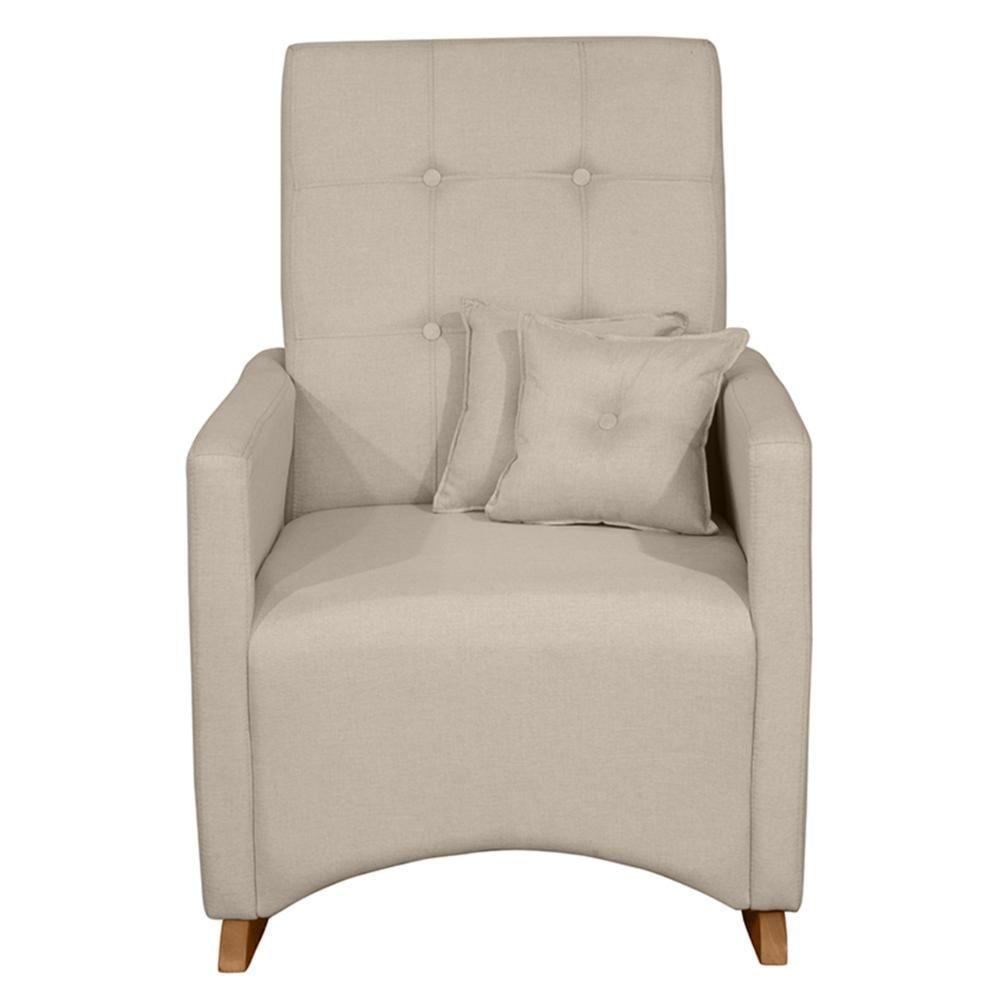 Poltrona Amamentação Base Balanço E Puff Lola Linho Bege F03 - Mpozenato - 5