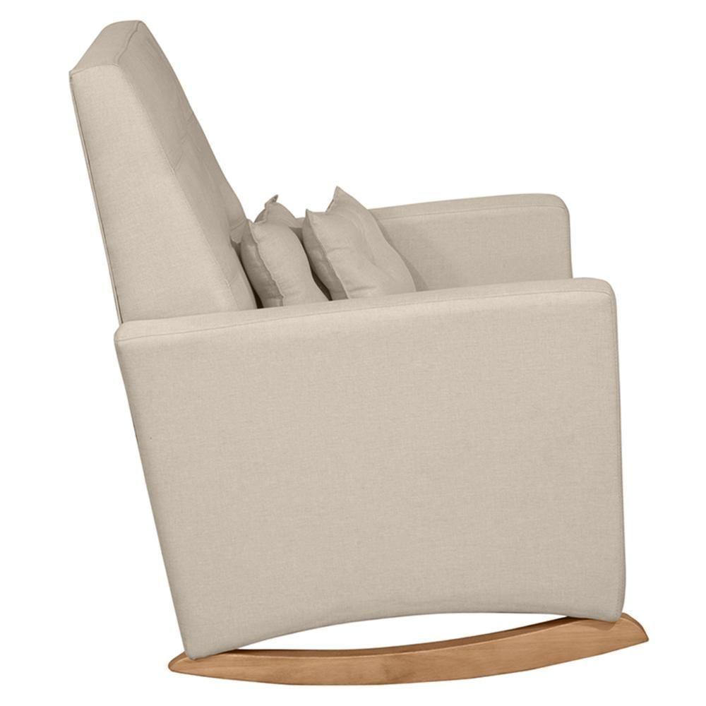 Poltrona Amamentação Base Balanço E Puff Lola Linho Bege F03 - Mpozenato - 6