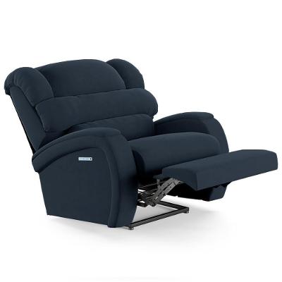 Poltrona Do Papai Reclinável Kalie Elétrica Botão Led Massagem Fh9 Veludo Azul - Mpozenato