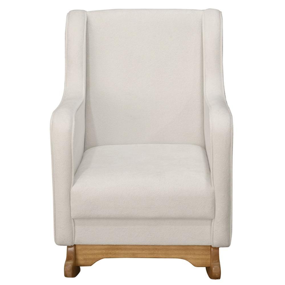 Poltrona Amamentação Base Balanço E Puff Vick Bouclê Off F03 - Mpozenato - 5