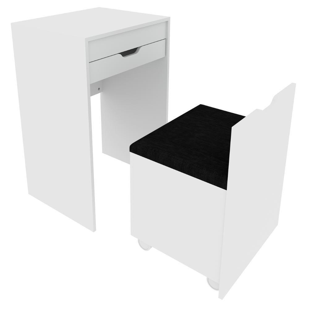 Penteadeira Com Espelho E Puff Baú Pe2007 Branco/preto 408 - Tecno Mobili - 7