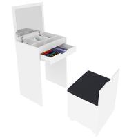 Penteadeira Com Espelho E Puff Baú Pe2007 Branco/preto 408 - Tecno Mobili - 1