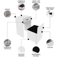 Penteadeira Com Espelho E Puff Baú Pe2007 Branco/preto 408 - Tecno Mobili - 3